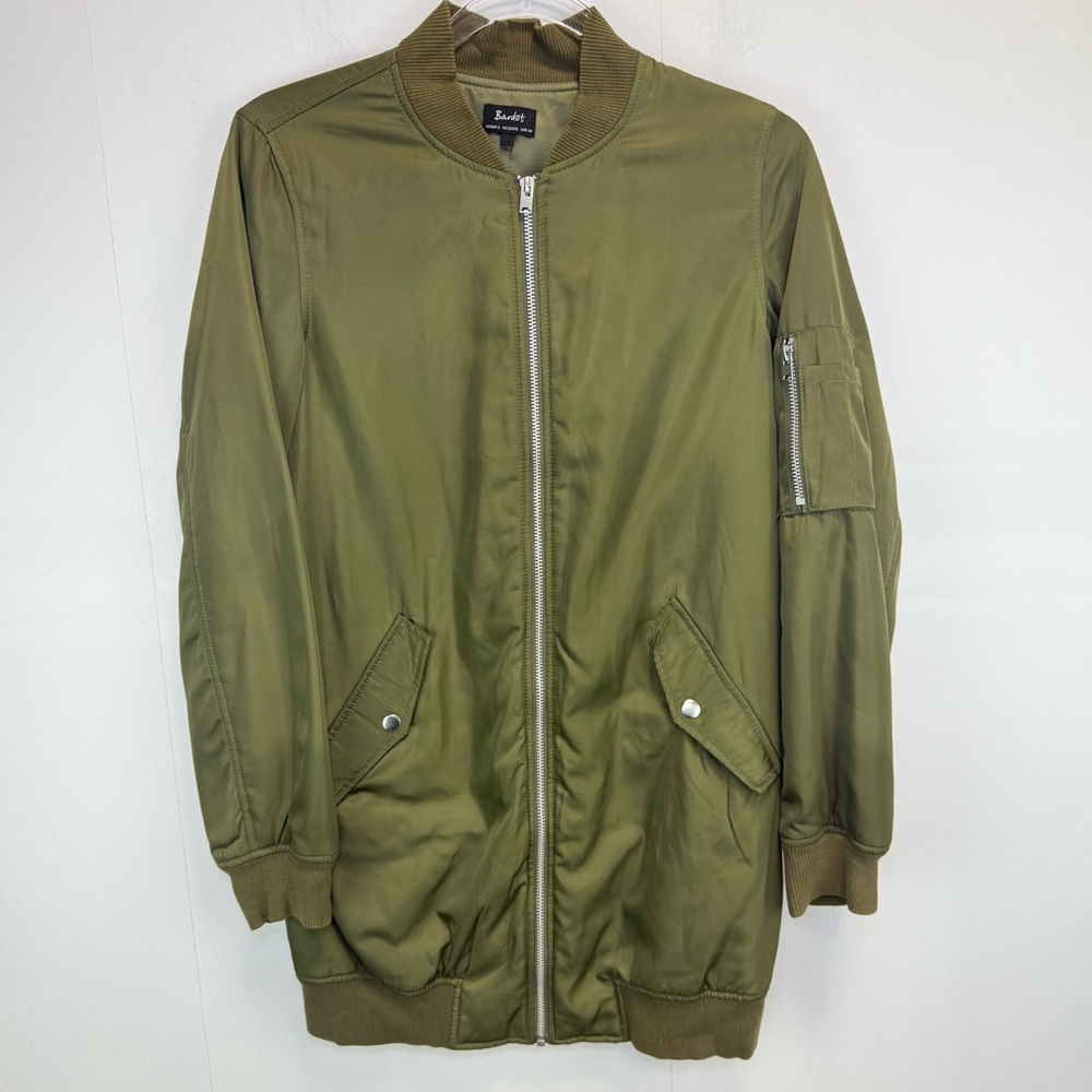 Bardot Bomber Jacket Long Coat Army green Size 2 Streetwear Grunge Trendy